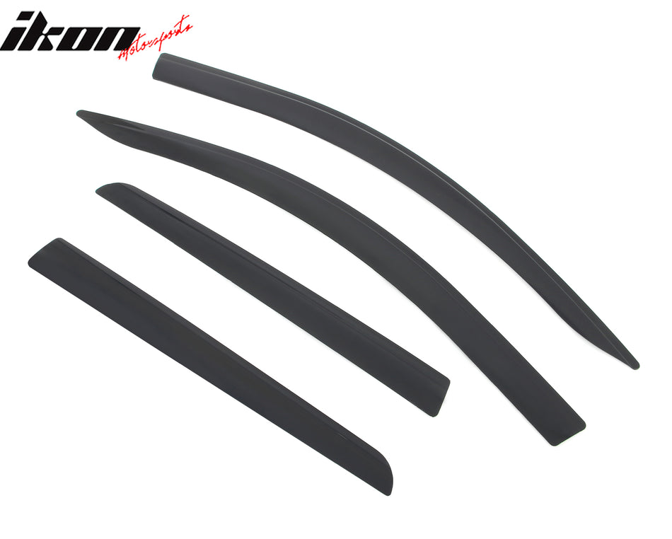 IKON MOTORSPORTS Tape on Low Profile Window Visors, Compatible with 2014-2020 Mitsubishi Outlander GAS & 2018-2022 Outlander PHEV, Acrylic Smoke/Tinted Rain Guards, Side Window Wind Deflectors 4PCS