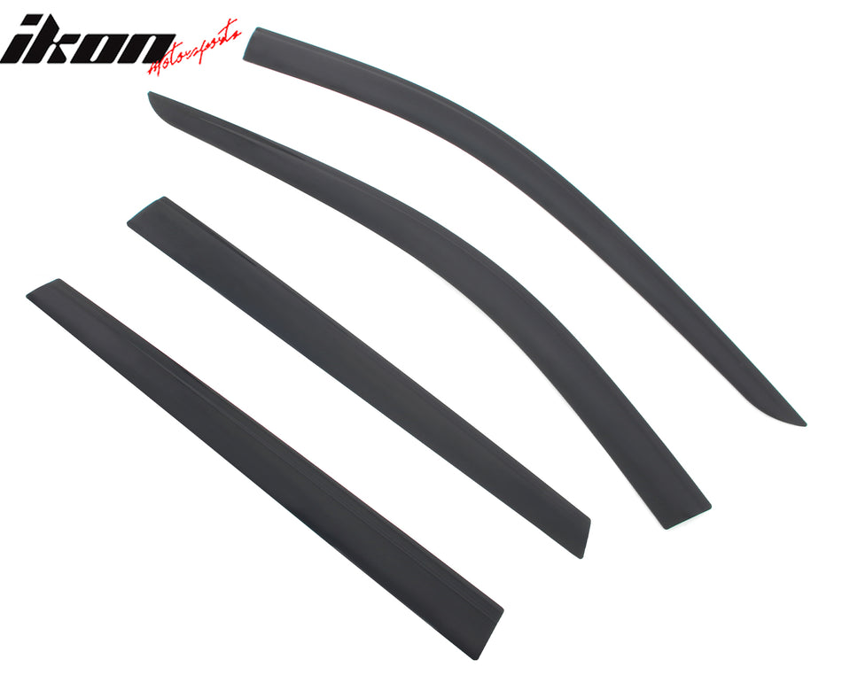 IKON MOTORSPORTS Tape on Low Profile Window Visors, Compatible with 2014-2020 Nissan Rogue, Acrylic Smoke/Tinted Rain Guards, Side Window Wind Deflectors 4PCS