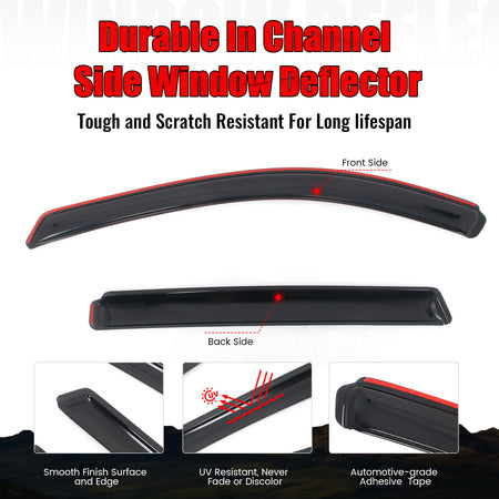 Fits 14-20 Nissan Rogue Acrylic Window Visors In Channel Rain Sun Deflectors Set