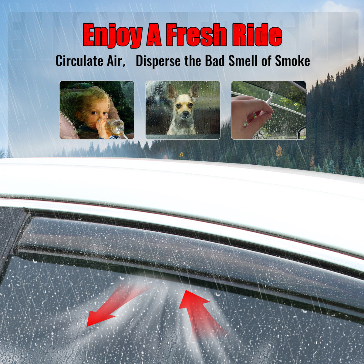 Fits 14-20 Nissan Rogue Acrylic Window Visors In Channel Rain Sun Deflectors Set