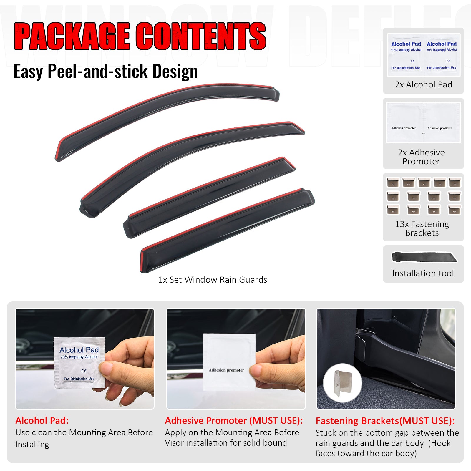 Fits 14-20 Nissan Rogue Acrylic Window Visors In Channel Rain Sun Deflectors Set