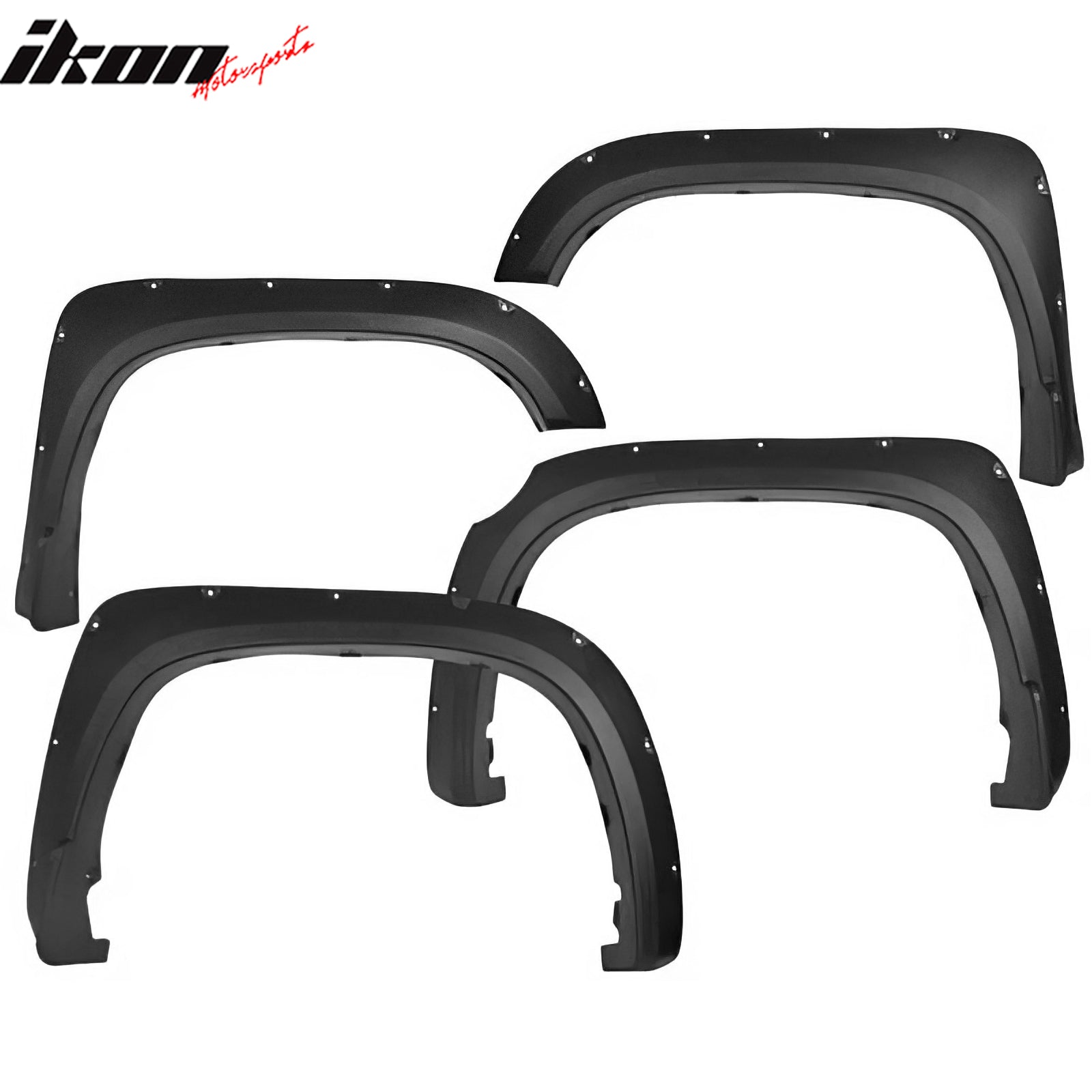 IKON MOTORSPORTS Fender Flares Compatible with 2014-2020 Toyota Tundra, Pocket Rivet Bolt Style Wide Version ABS Textured Black Wheel Flare Cover Protector Set, 4 Pcs, Front & Rear
