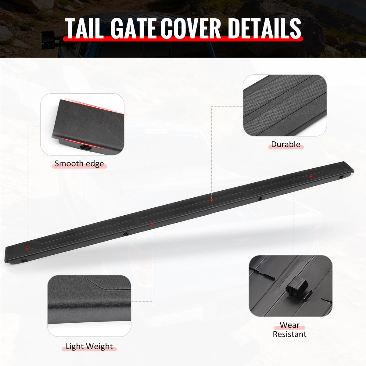 Fits 14-20 Toyota Tundra OE Style Tailgate Molding Cap Spoiler Protector PP