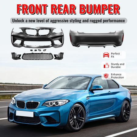 Fits 14-21 BMW F22 F23 2 Series M2 Style Front Rear Bumper Cover Replacement PP