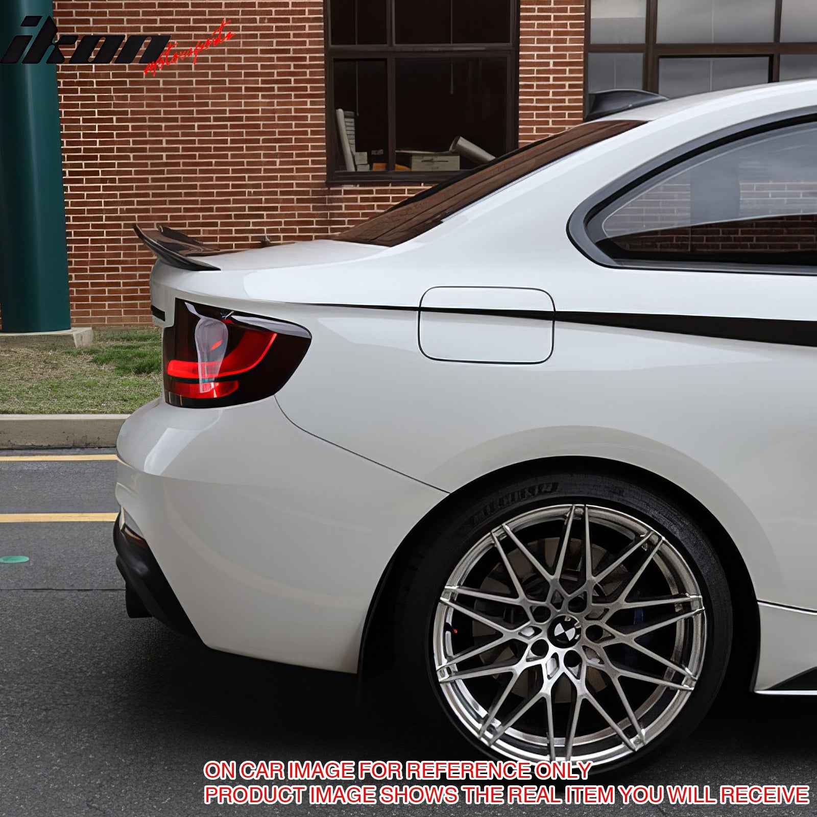 IKON MOTORSPORTS, Trunk Spoiler Compatible with 2014-2021 BMW F22 2-Series Coupe & 2016-2021 F87 M2, PSM Style ABS Plastic Rear Trunk Lid Spoiler Wing Lip