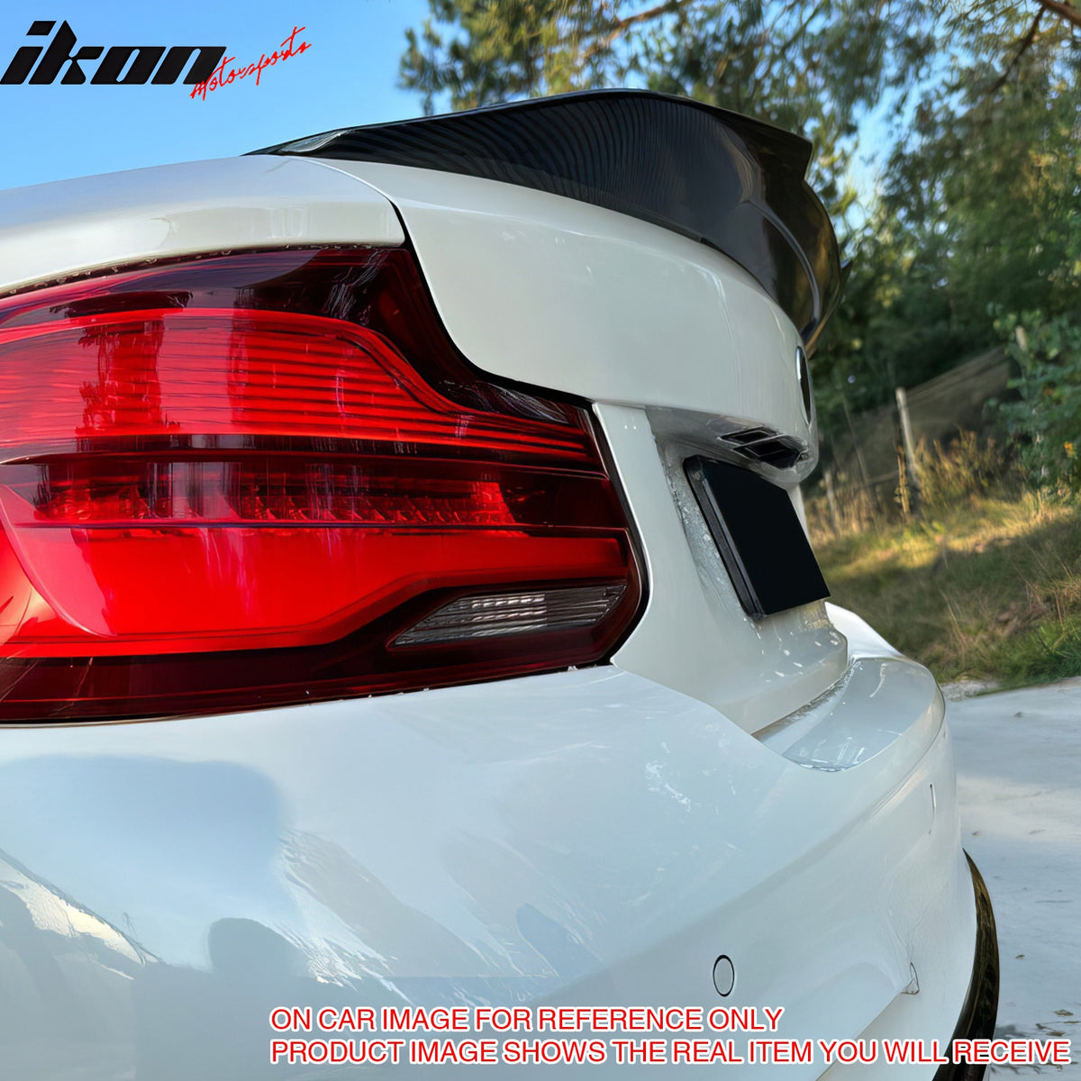IKON MOTORSPORTS, Trunk Spoiler Compatible with 2014-2021 BMW F22 2-Series Coupe & 2016-2021 F87 M2, PSM Style ABS Plastic Rear Trunk Lid Spoiler Wing Lip