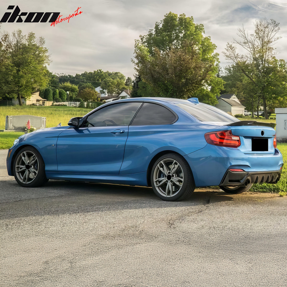 IKON MOTORSPORTS, Trunk Spoiler Compatible with 2014-2021 BMW F22 2-Series Coupe & 2016-2021 F87 M2, PSM Style ABS Plastic Rear Trunk Lid Spoiler Wing Lip