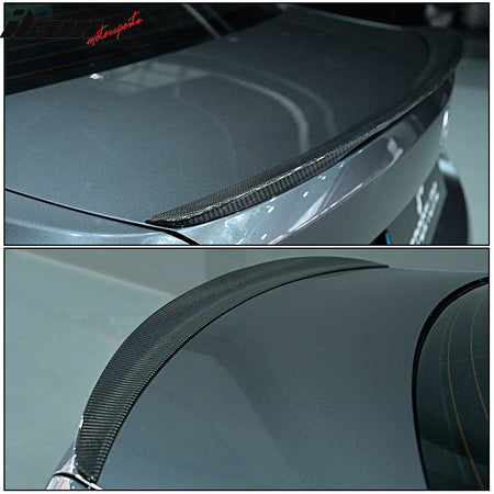 IKON MOTORSPORTS, Rear Trunk Spoiler Compatible With 2014-2019 BMW F22 220i 228i 230i 235i, 2016-2021 F87 M2, P Style Real Carbon Fiber Trunk Spoiler Lip Wing, 2015 2016 2017 2018