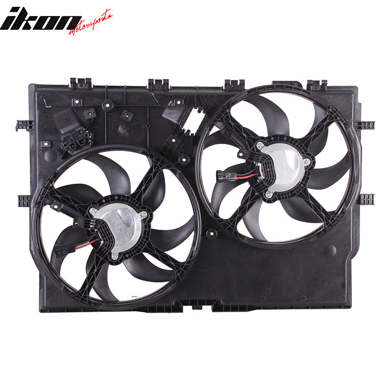 IKON MOTORSPORTS Radiator Cooling Fan Assembly Replacement for 2014-2021 Ram Promaster Cargo Van 3.0L Turbo Diesel 3.6L W/o A/C, 68188994AA CH3115185 Automotive Dual Engine Fans, Black