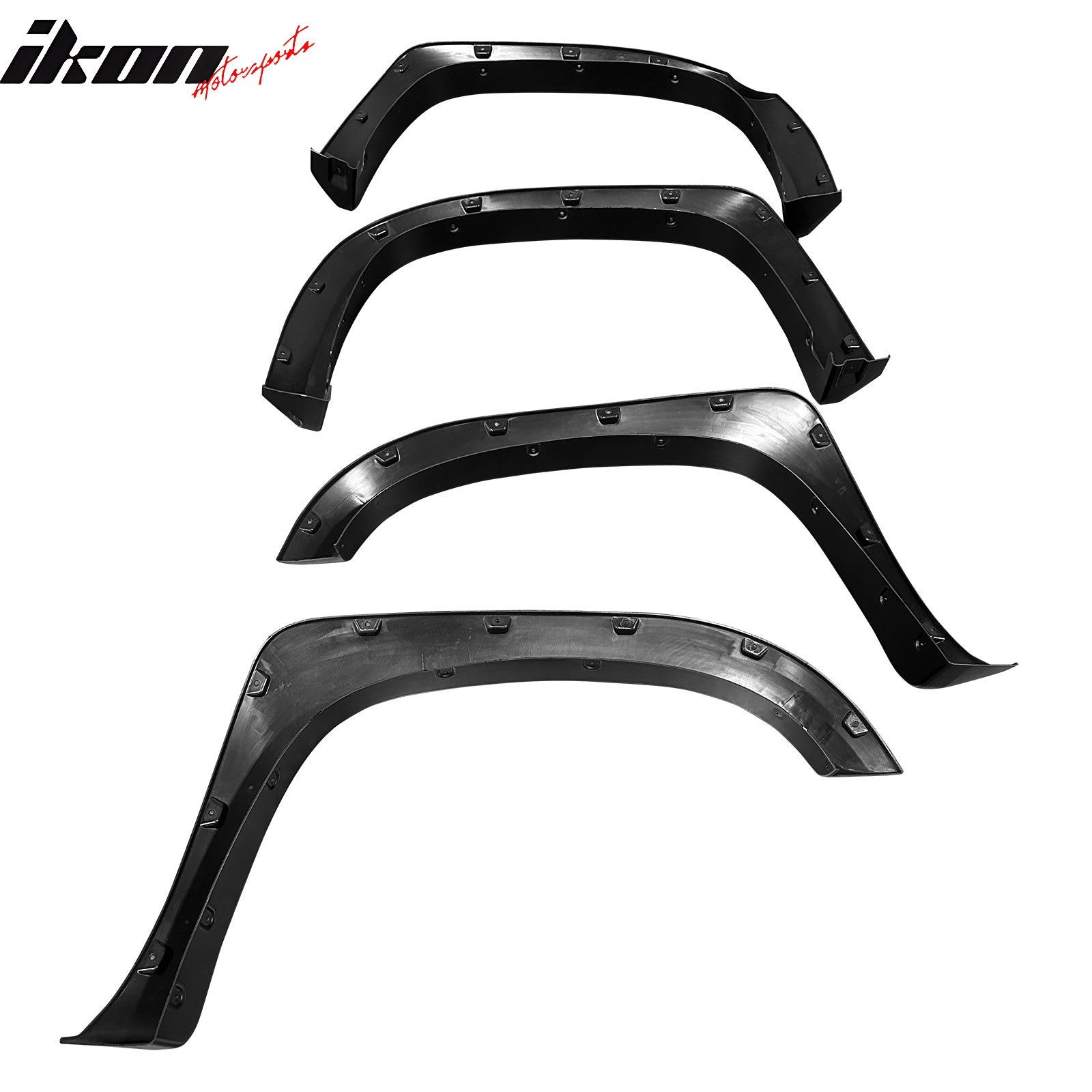 IKON MOTORSPORTS Fender Flares Compatible with 2014-2021 Toyota Tundra, Super-Pocket Rivet/ Bolt Style ABS Smooth Wheel Flare Cover Protector Set, 4 Pcs, Front & Rear