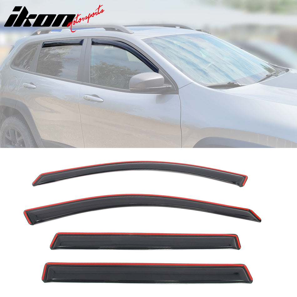 2014-2023 Jeep Cherokee In-channel Window Visor Acrylic Deflector 4PC