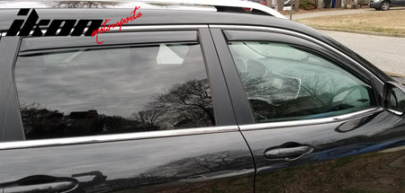 IKON MOTORSPORTS In Channel Window Visors Compatible with 2014-2023 Jeep Cherokee, Slim Style Acrylic Smoke Rain Guards, Side Window Wind Deflectors 4PCS