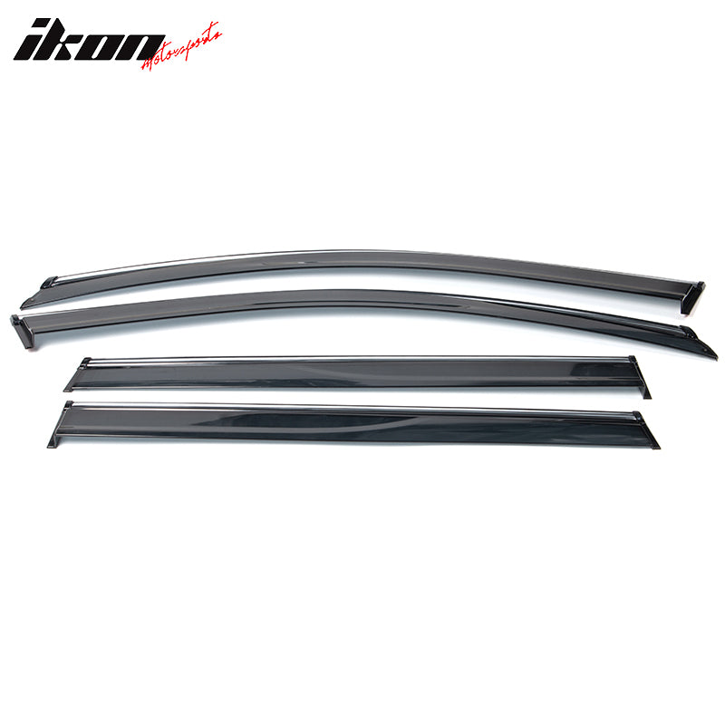 Fits 14-23 Jeep Cherokee KL Polycarbonate Window Visors w/ Chrome Trim 4Pc Set