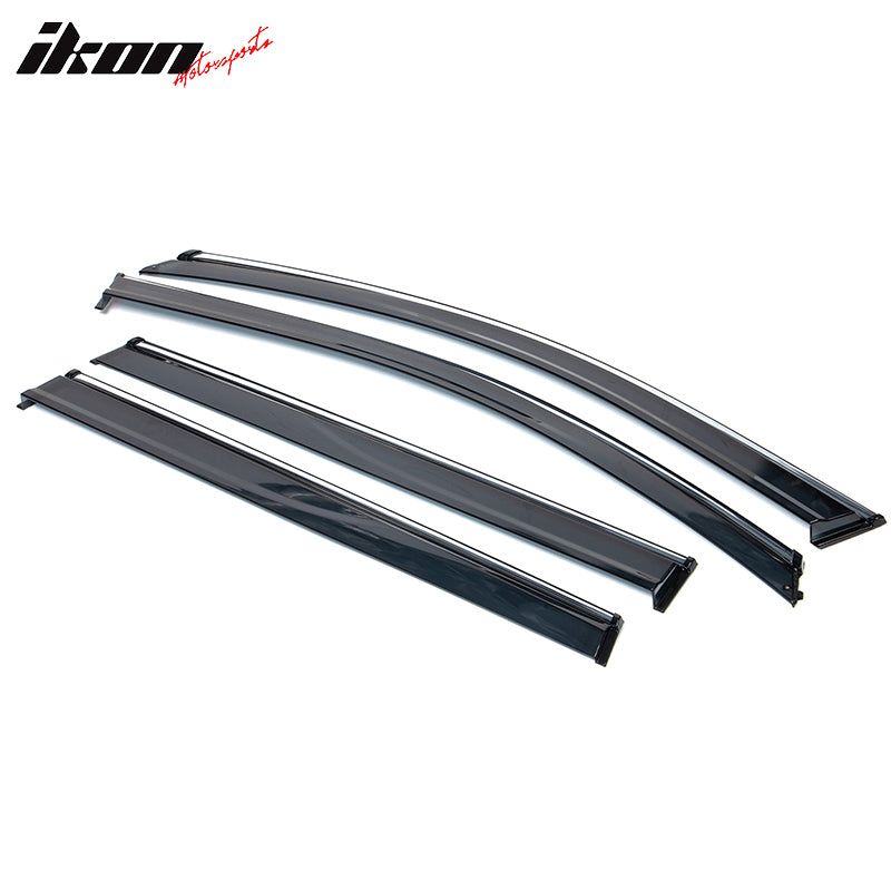 Fits 14-23 Jeep Cherokee KL Polycarbonate Window Visors w/ Chrome Trim 4Pc Set