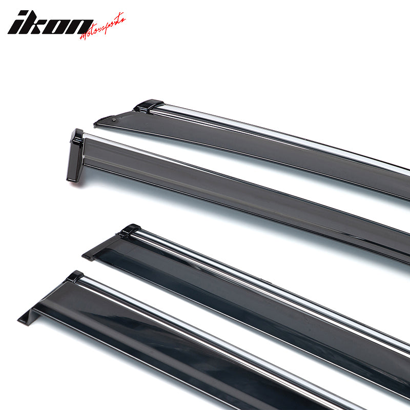 Fits 14-23 Jeep Cherokee KL Polycarbonate Window Visors w/ Chrome Trim 4Pc Set