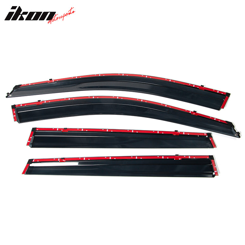 Fits 14-23 Jeep Cherokee KL Polycarbonate Window Visors w/ Chrome Trim 4Pc Set