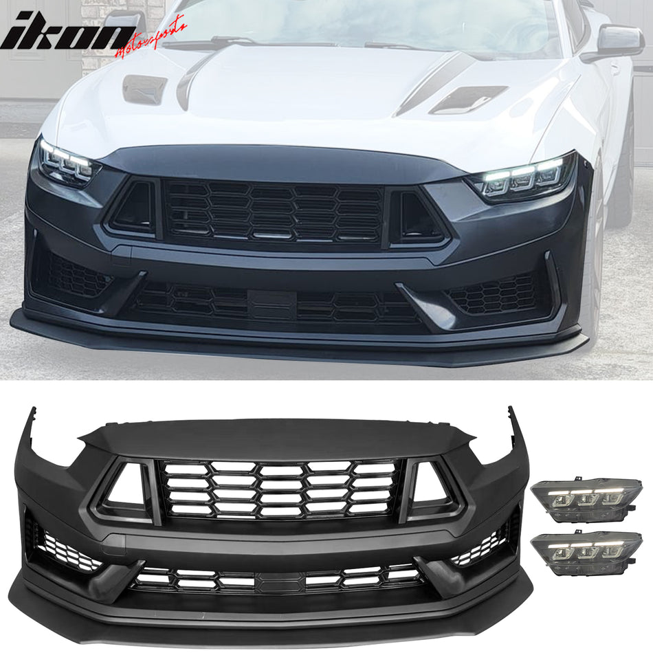 2015-2017 Ford Mustang Dark Horse Style Front Bumper Cover Headlight