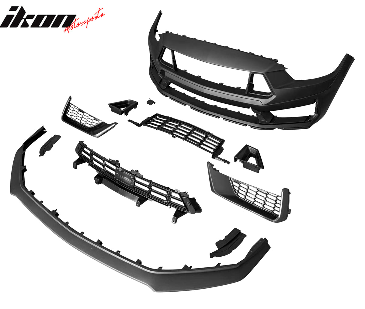 For 15-17 Ford Mustang 24+ Dark Horse Front Bumper Conversion W/Grille Headlight