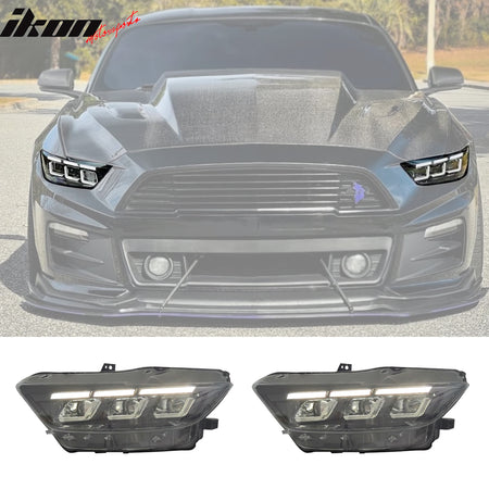 For 15-17 Ford Mustang Mach 1 Style Front Bumper Cover LED Grille 2024 Headlight