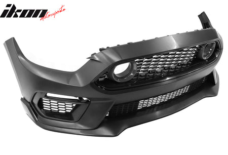 Fits 15-17 Ford Mustang Mach 1 Style Front Bumper Cover W/ Chin Lip LED Grille