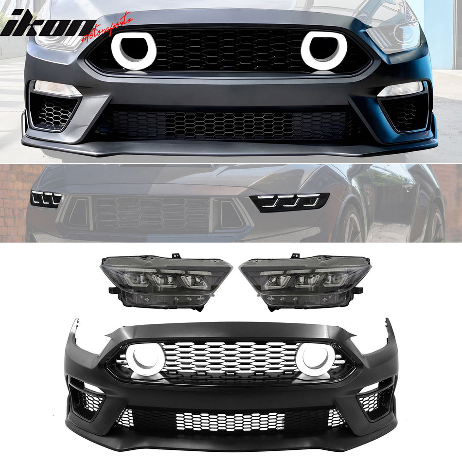 2015-2017 Ford Mustang Front Bumper Cover W/ LED Grilles Headlights
