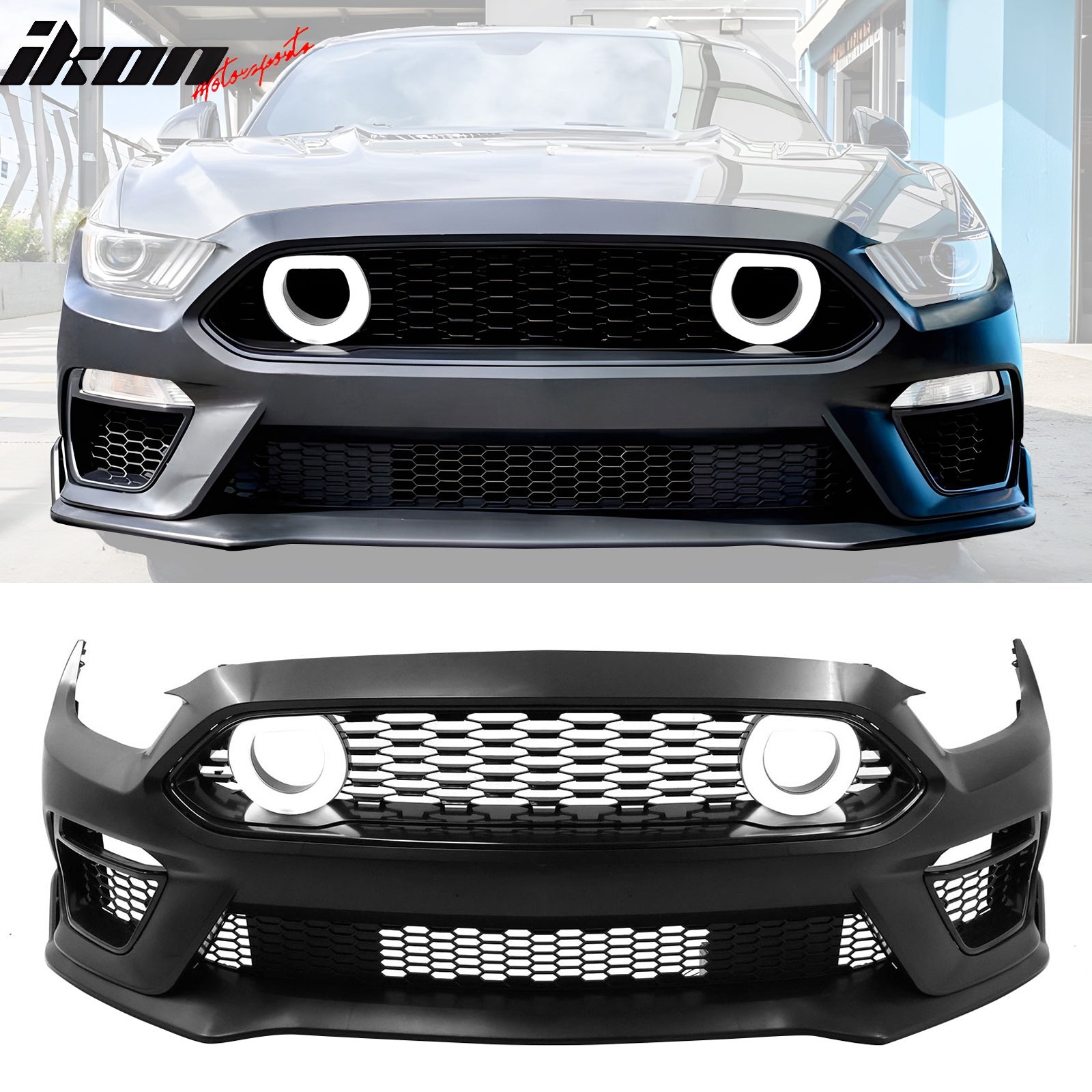 For 15-17 Ford Mustang Mach 1 Style Front Bumper Cover LED Grille 2024 Headlight