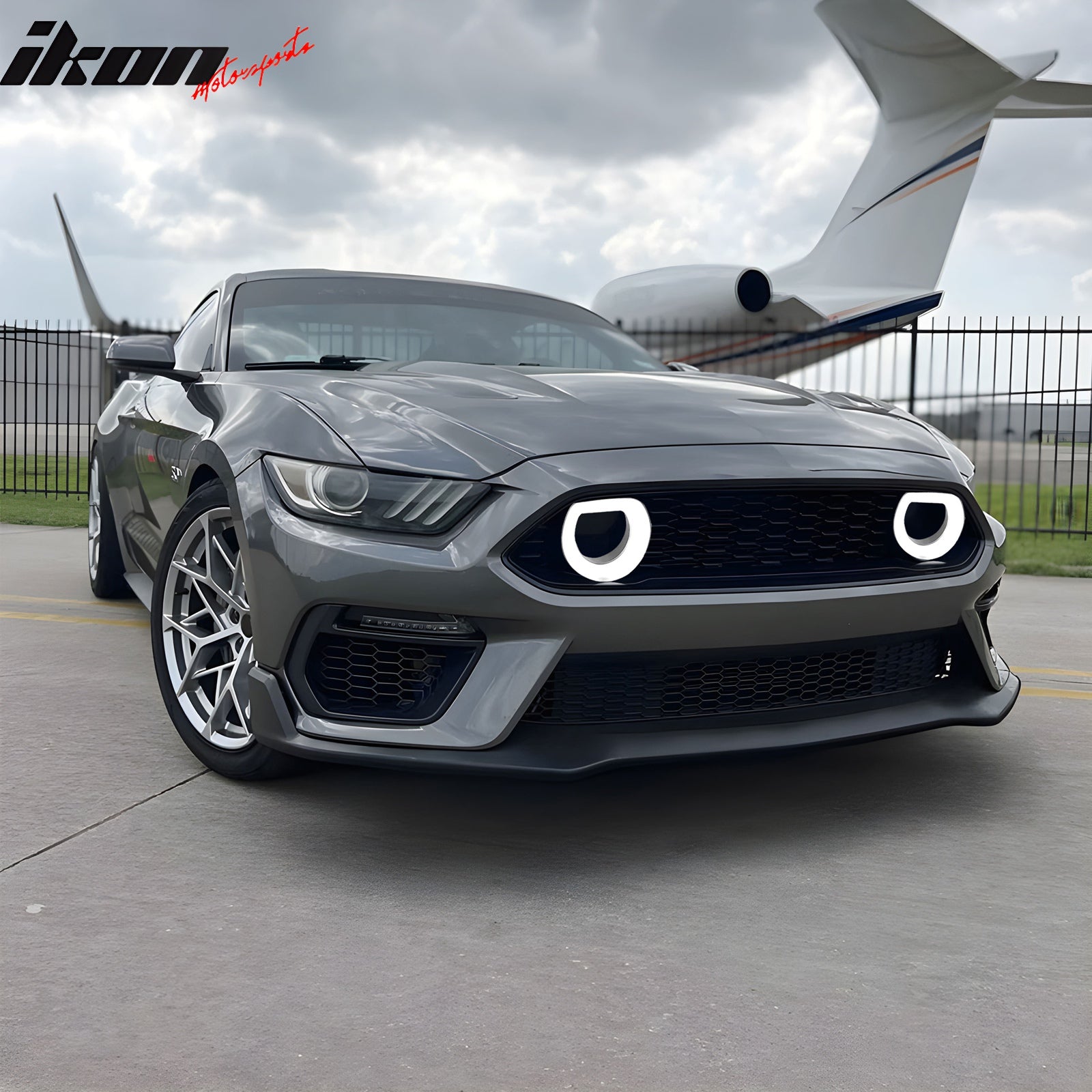 For 15-17 Ford Mustang Mach 1 Style Front Bumper Cover LED Grille 2024 Headlight