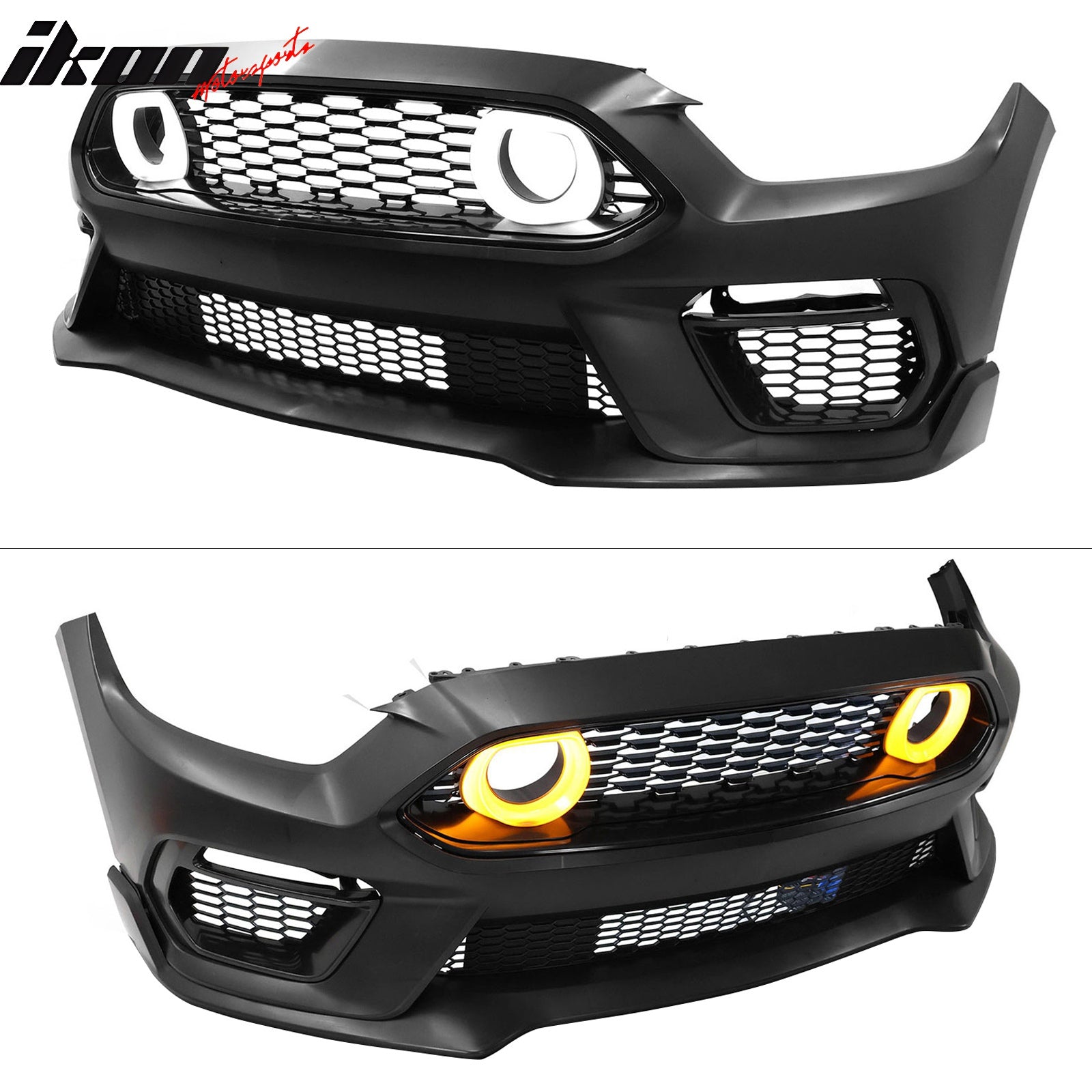 For 15-17 Ford Mustang Mach 1 Style Front Bumper Cover LED Grille 2024 Headlight