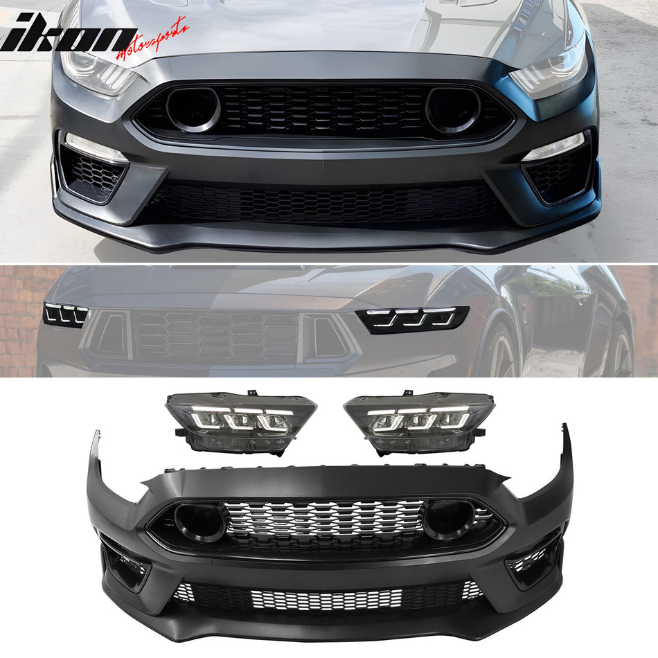2015-2017 Ford Mustang Front Bumper Conversion W/ Headlights Grille PP