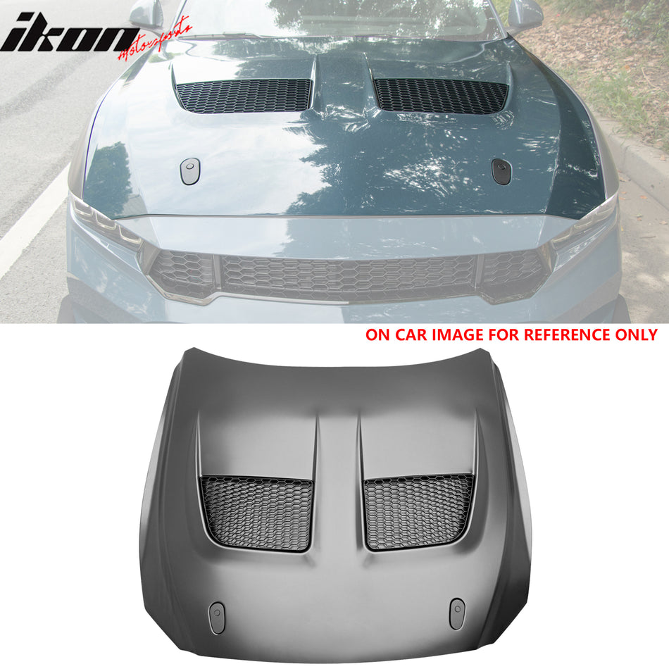 2015-2017 Ford Mustang V6/GT/GT350 GTD Style Front Hood Black Aluminum