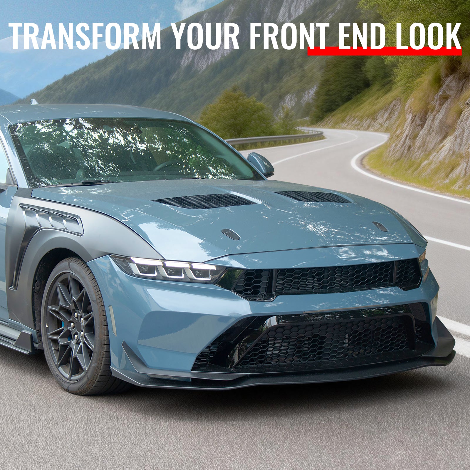 Fits 15-17 Ford Mustang V6/GT/GT350 GTD Style Front Hood Engine Bonnet Aluminum