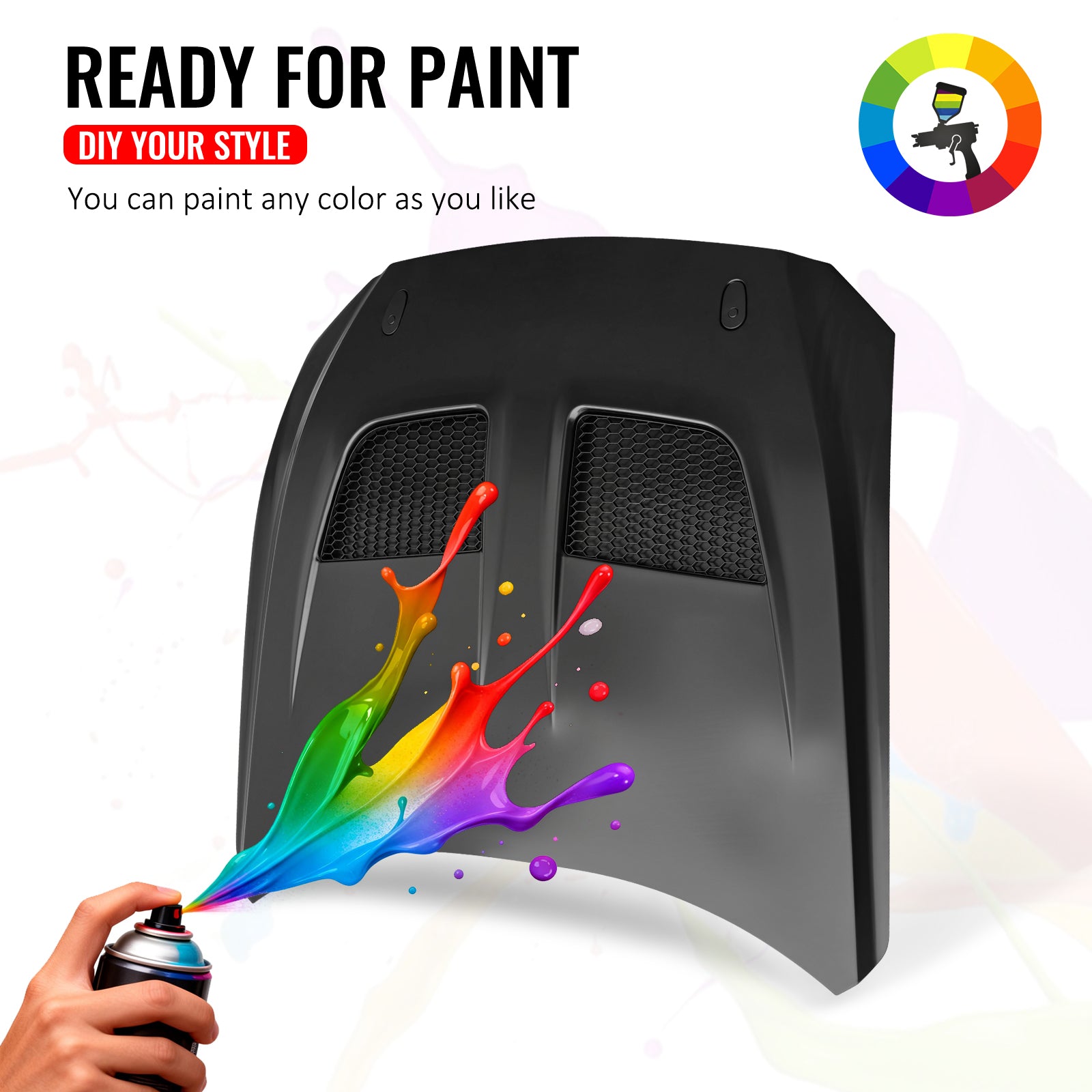 Fits 15-17 Ford Mustang V6/GT/GT350 GTD Style Front Hood Engine Bonnet Aluminum