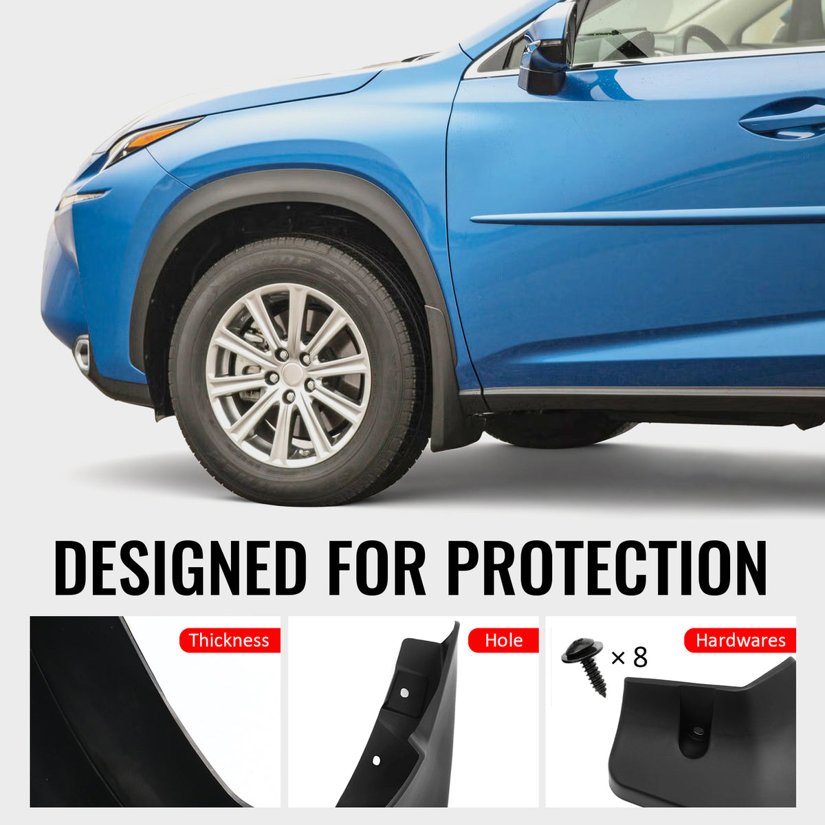 Fits 15-17 Lexus NX200t NX300h Front & Rear Fender Mud Flaps Splash Guards PP