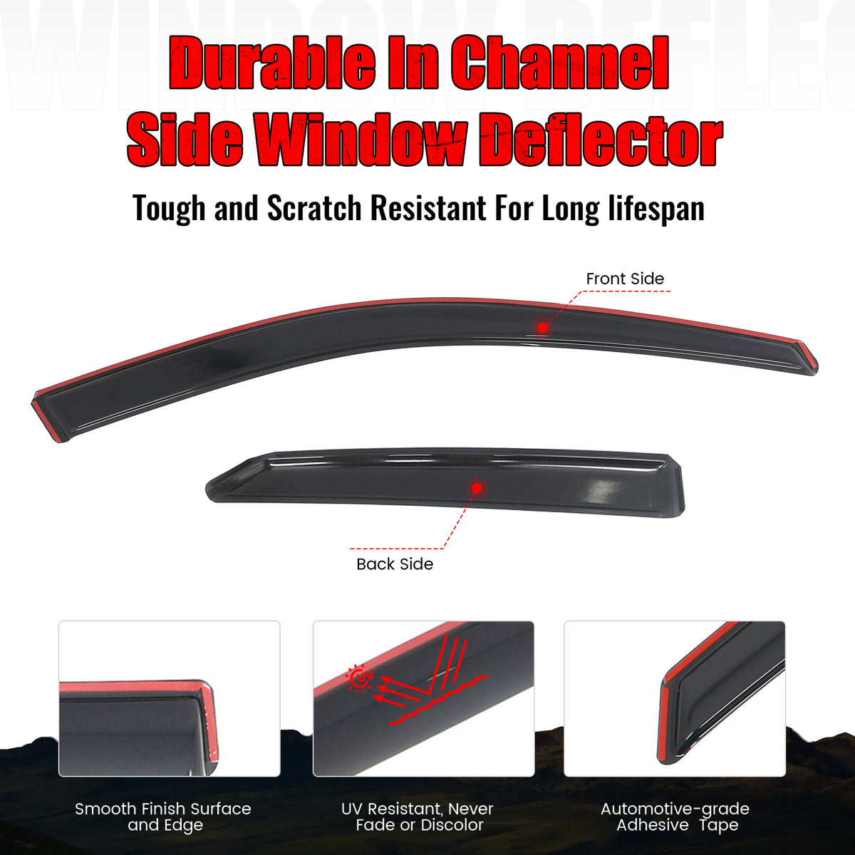 Fits 15-17 Toyota Camry In-Channel Window Visors Vent Rain Sun Guards Deflectors