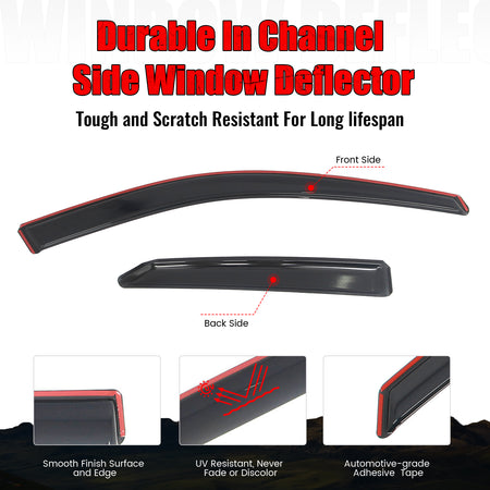 Fits 15-17 Toyota Camry In-Channel Window Visors Vent Rain Sun Guards Deflectors