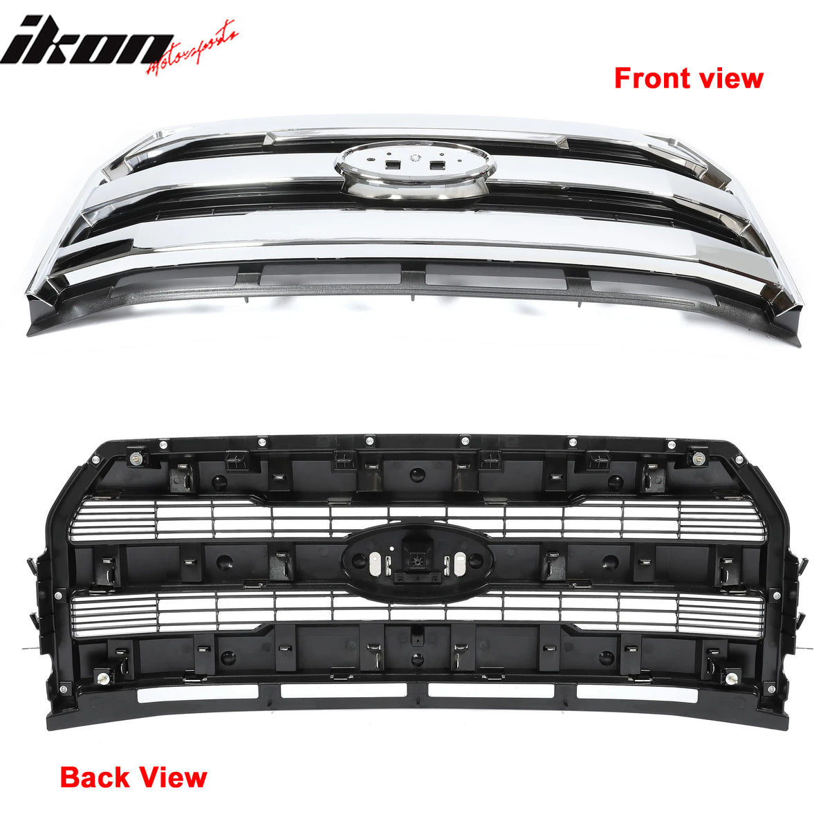 For 15-17 Ford F-150 Lariat King Ranch ABS Bumper Grille Chrome W/ Emblem Recess