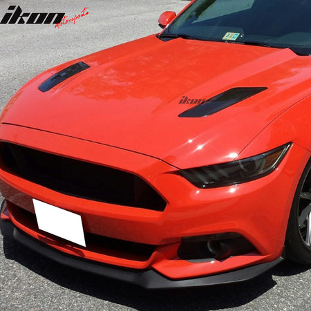 IKON MOTORSPORTS Front Hood Vents Fit for 2015-2017 Ford Mustang GT, OE Style Black PP Hood Trim Scoop Insert Vent Guards, 2 Piece Set