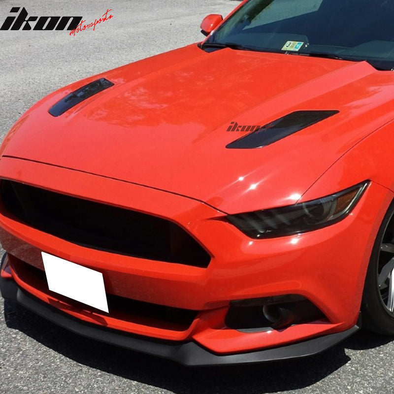 IKON MOTORSPORTS Front Hood Vents Fit for 2015-2017 Ford Mustang GT, OE Style Black PP Hood Trim Scoop Insert Vent Guards, 2 Piece Set