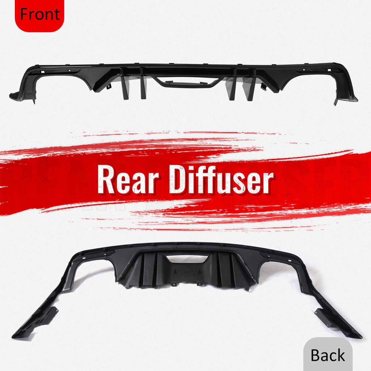 Fits 15-17 Ford Mustang Competition Rear Bumper Lip Diffuser PP 4PCS Gloss Black