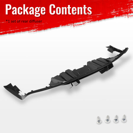 Fits 15-17 Ford Mustang Competition Rear Bumper Lip Diffuser PP 4PCS Gloss Black