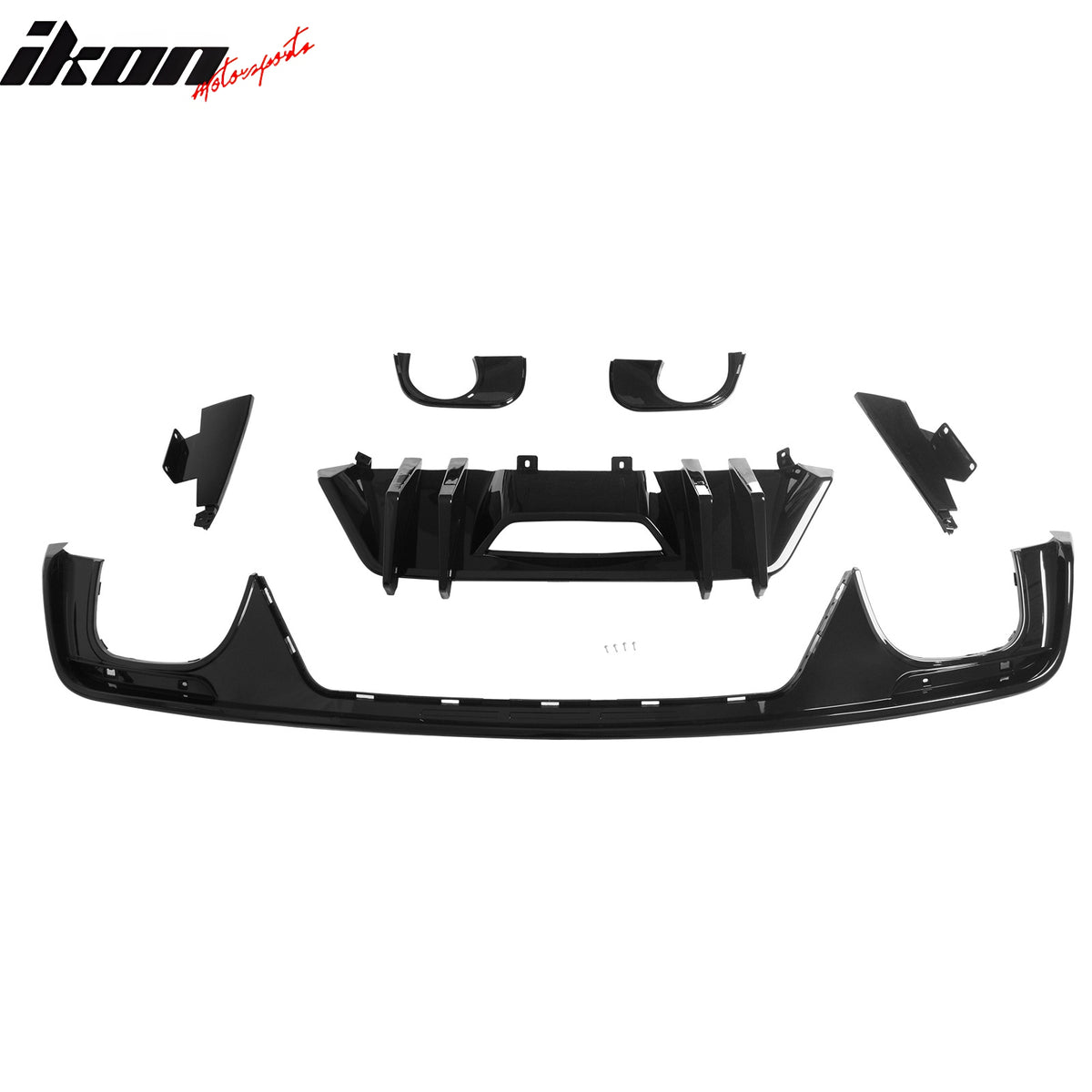 Fits 15-17 Ford Mustang Competition Rear Bumper Lip Diffuser PP 4PCS Gloss Black