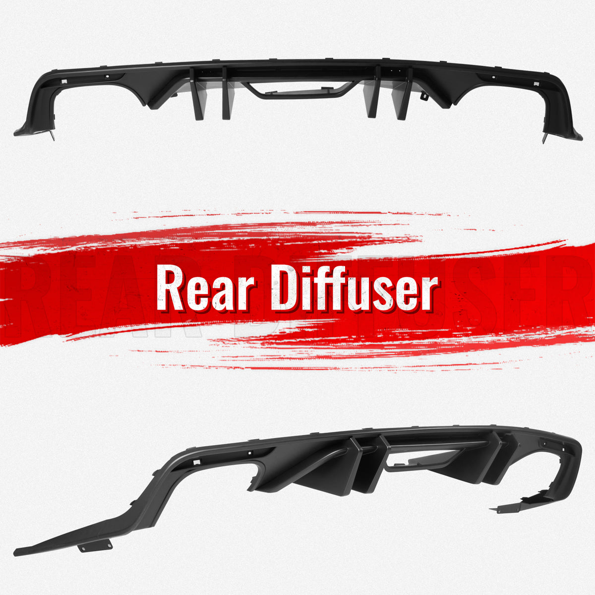 Fits 15-17 Ford Mustang Competition Rear Bumper Lip Diffuser PP 4PCS Matte Black