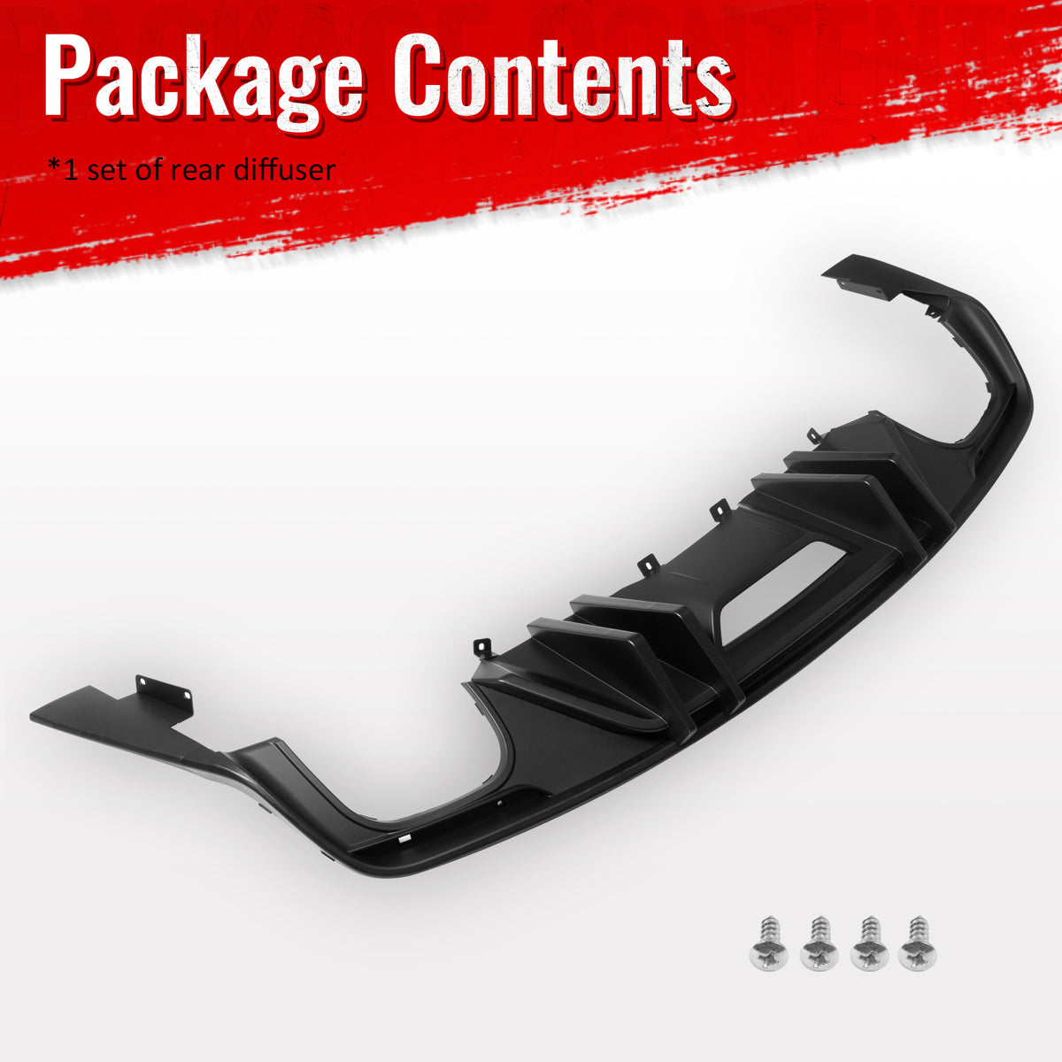 Fits 15-17 Ford Mustang Competition Rear Bumper Lip Diffuser PP 4PCS Matte Black