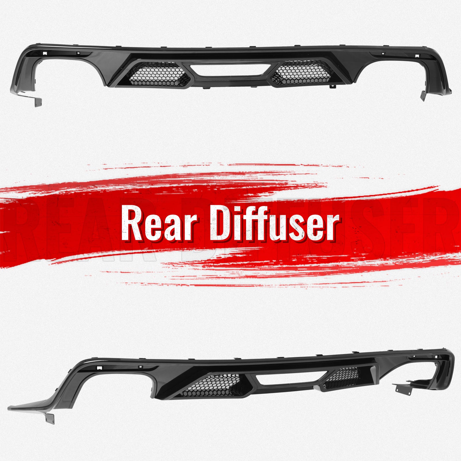 Fits 15-17 Ford Mustang GT500 Style Rear Bumper Lip Diffuser PP 4PCS Gloss Black