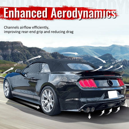 Fits 15-17 Ford Mustang GT500 Style Rear Bumper Lip Diffuser PP 4PCS Gloss Black