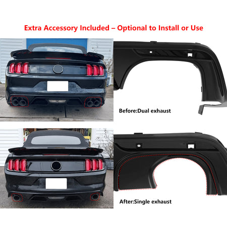 Fits 15-17 Ford Mustang GT500 Style Rear Bumper Lip Diffuser PP 4PCS Gloss Black