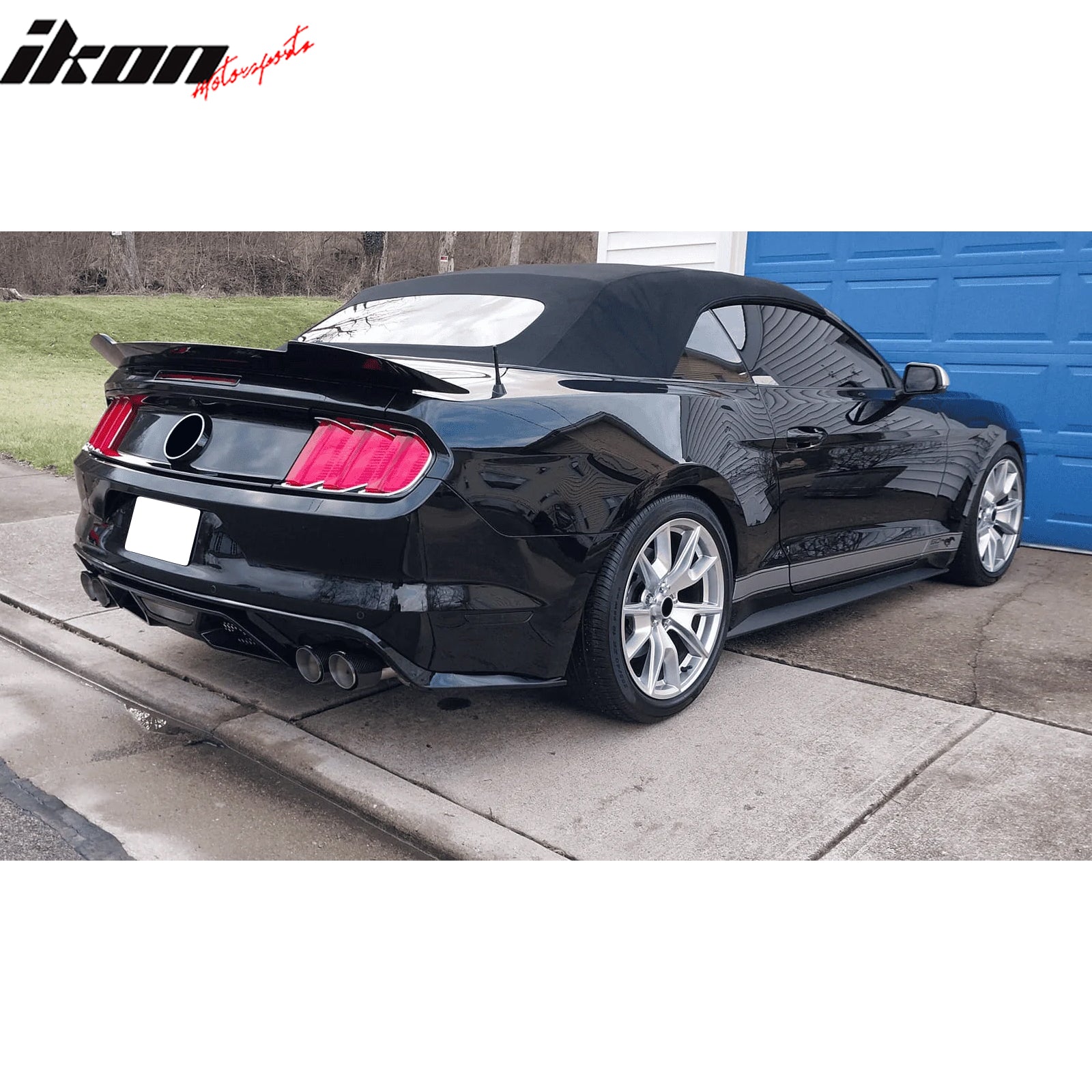 Fits 15-17 Ford Mustang GT500 Style Rear Bumper Lip Diffuser PP 4PCS Gloss Black