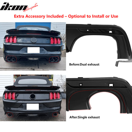Fits 15-17 Ford Mustang GT500 Style Rear Bumper Lip Diffuser PP 4PCS Gloss Black