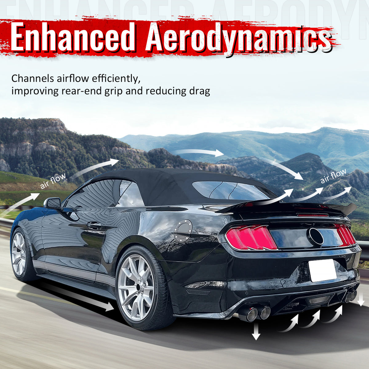 Fits 15-17 Ford Mustang GT500 Style Rear Bumper Lip Diffuser PP 4PCS Matte Black