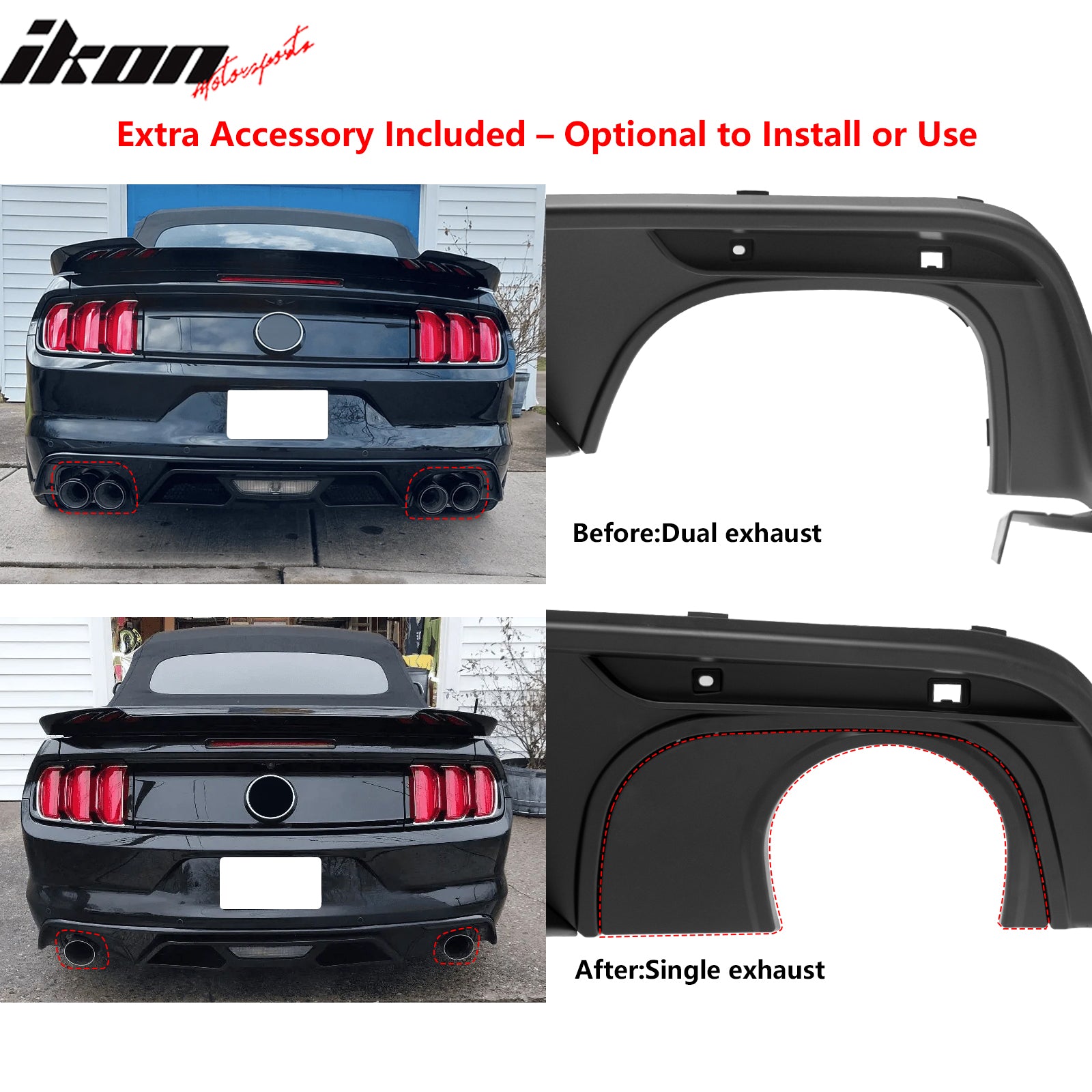 Fits 15-17 Ford Mustang GT500 Style Rear Bumper Lip Diffuser PP